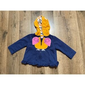 Weeplay Hoodie Jacket Baby 3-6M Navy Blue Infant Owl Animal Print Ruffle Hem